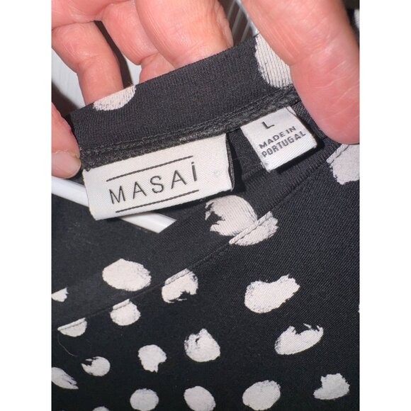 Masai Nabala Jumpsuit Black White Polka Dot Midi L Wide Leg Stretch Pant Modest - Picture 4 of 9